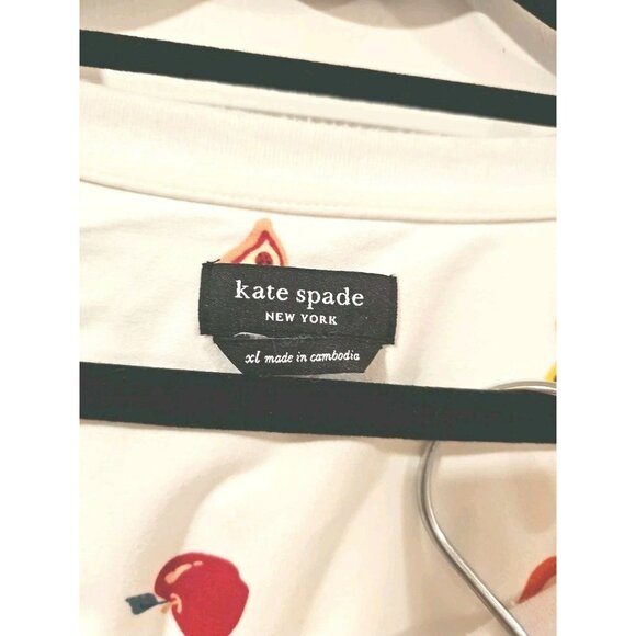 Kate Spade Apple Pretzel Car Pajamas 2 Piece Set XL Ivory Stretch Comfy - Picture 4 of 12